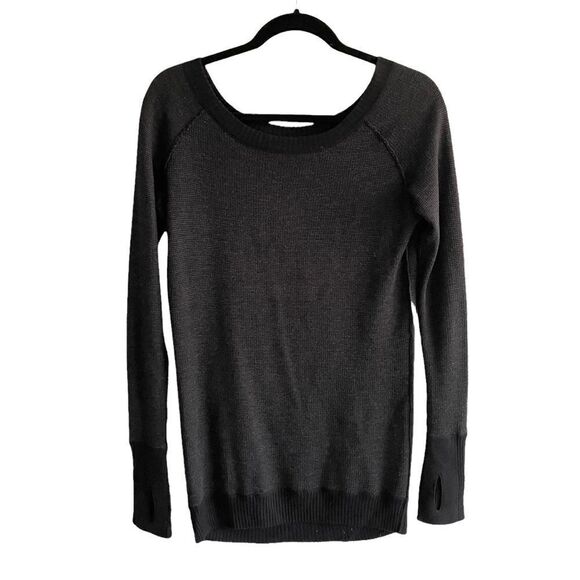 LULULEMON Cashmere Wool Reversible Scoop Neck Long Sleeve Sweater Black Grey 4 - Picture 2 of 15